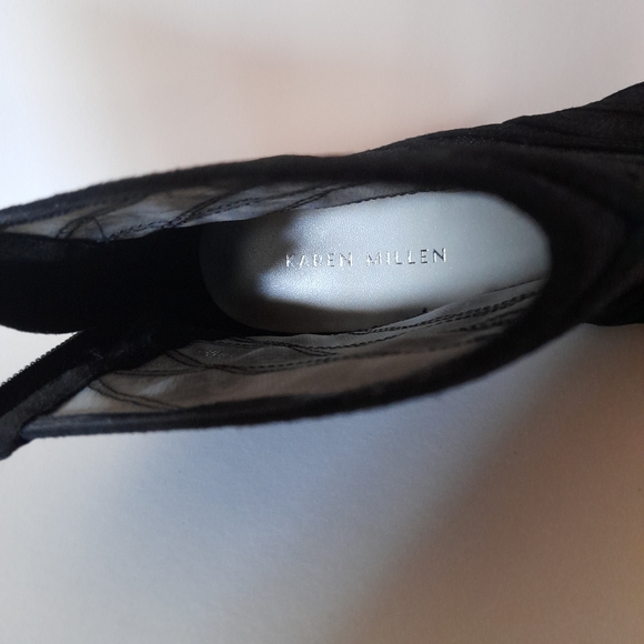 KAREN MILLEN Black Sheer Peep Toe Ankle Booties NWOT - Picture 14 of 14